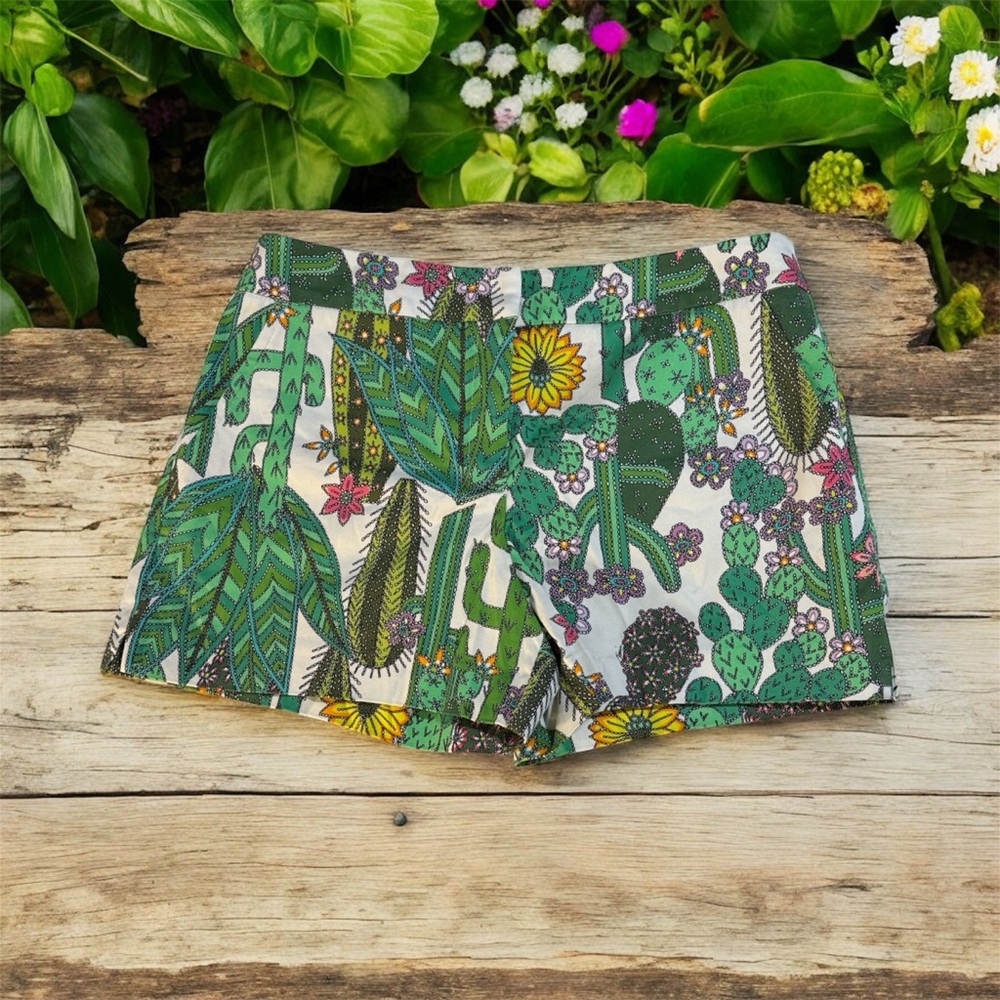 Trina Turk Multicolor Cactus Print High Waist Shorts